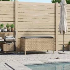   vidaXL Kerti lábtartó Beige és Világosszürke 80 x 38 x 42 cm PE Rattan