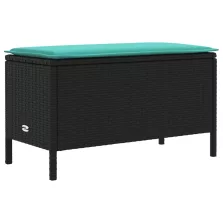   vidaXL Kerti lábtartó Fekete és Türkiz 80 x 38 x 42 cm PE Rattan