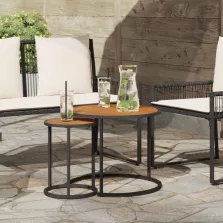   vidaXL Kávasztal Szett 2 pcs Természetes és Fekete 55 x 55 x 45 cm