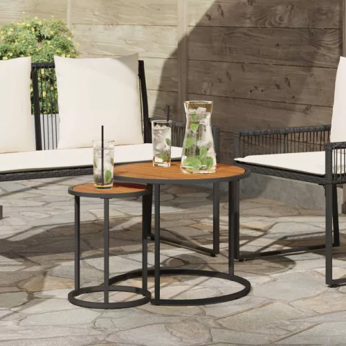 vidaXL Kávasztal Szett 2 pcs Természetes és Fekete 55 x 55 x 45 cm