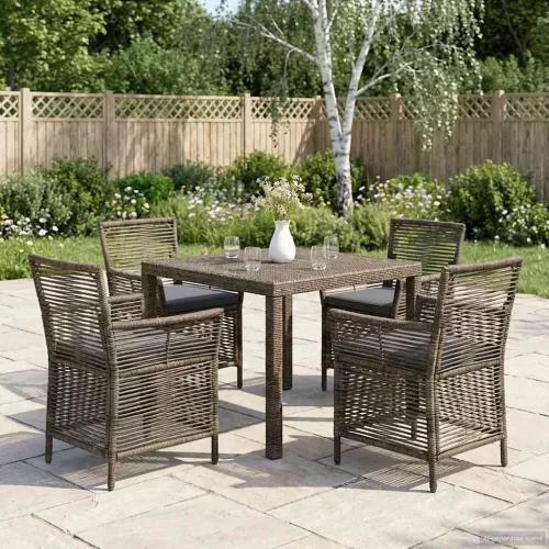 vidaXL Kültéri szék párnával 4 pcs Szürke és sötétszürke polirattan