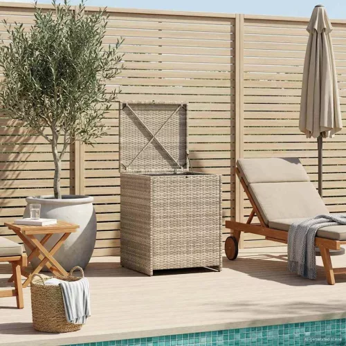 vidaXL Párnás doboz Világosszürke 55 x 55 x 69 cm polirattan