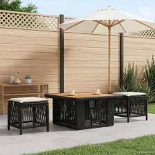   vidaXL Kert étkező szett párnával 3 pcs Beige és krém polirattan