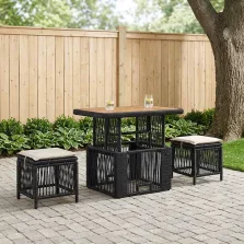   vidaXL Kert étkező szett párnával 3 pcs Fekete és Krém polirattan