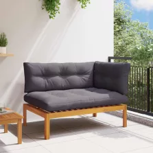   vidaXL Sarok Kanapé Egység Természetes és sötétszürke 132 x 92 x 82 cm