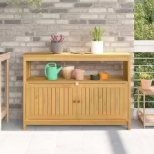   vidaXL Kert oldalsó asztal Világos akác 110 x 35 x 75 cm Tömör Akácfa