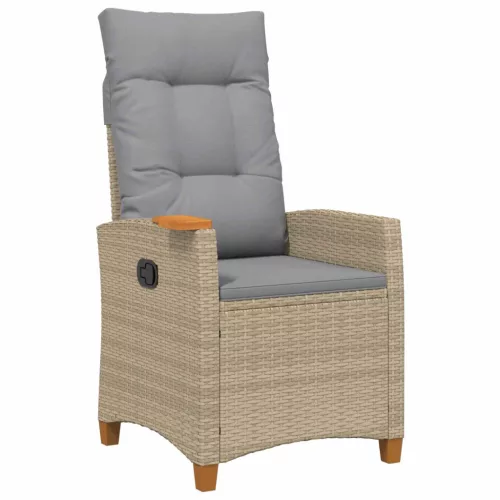 vidaXL Dönthető szék tea tállal párnával 62 x 64 x 112 cm polirattan