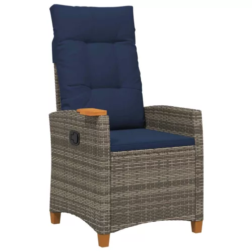 vidaXL Dönthető szék tea tállal párnával 62 x 64 x 112 cm polirattan