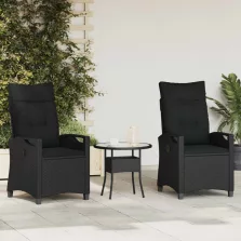   vidaXL Kerti Szék 2 pcs Fekete 56 x 64 x 94 cm Acél és poliészter