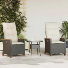   vidaXL Fekvő Kerti Szék Fekete és Krém 64 x 57,5 x 112 cm polirattan