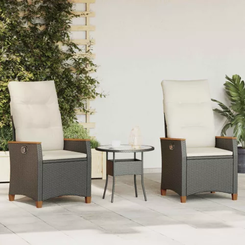 vidaXL Fekvő Kerti Szék Fekete és Krém 64 x 57,5 x 112 cm polirattan