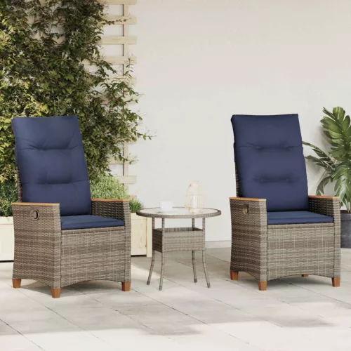 vidaXL Fekvő Kerti Szék 2 pcs Szürke és sötétkék 64 x 57,5 x 112 cm