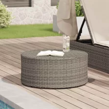   vidaXL Kültéri dohányzóasztal Szürke Ø 68 x 30 cm polirattan