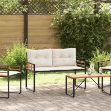   vidaXL Fa réteg pad párnával Egyszínű párnával Krém 114 x 55 x 77 cm