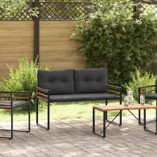   vidaXL Fa réteg pad párnával Egyszínű Tompa szürke 114 x 55 x 77 cm