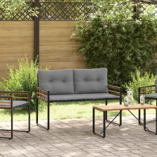   vidaXL Fa réteg pad párnával Egyszínű Világosszürke 114 x 55 x 77 cm