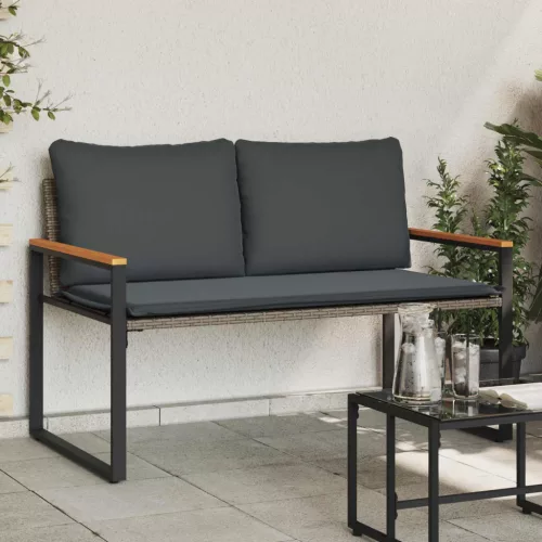 vidaXL pad párnával Szürke és sötétszürke 115 x 65 x 72 cm Rattan