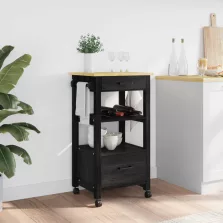 vidaXL Konyhai kocsi Egyszínű Fekete