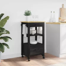   vidaXL Konyhai kocsi Fekete 88,5 x 40 x 48 cm Tömör fenyőfa