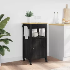   vidaXL Konyhai kocsi Fekete 88,5 x 40 x 48 cm Tömör fenyőfa