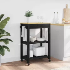 vidaXL Konyhai kocsi Egyszínű Fekete 88,5 x 40 x 60 cm