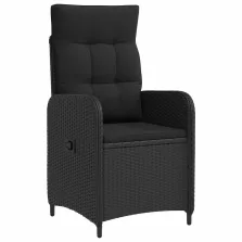   vidaXL Fekvő Kerti Szék párnával Fekete 57 x 63 x 94 cm polirattan