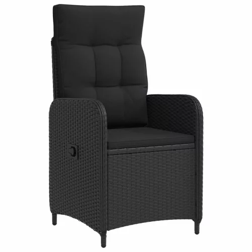 vidaXL Fekvő Kerti Szék párnával Fekete 57 x 63 x 94 cm polirattan