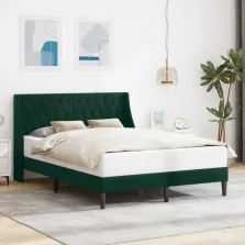   vidaXL Ágykeret fejtámlával Sötétzöld 120 x 200 cm Bársony