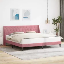   vidaXL Ágykeret fejtámlával Rózsaszín 200 x 200 cm Bársony