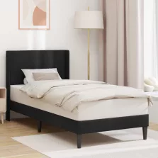 vidaXL Ágykeret fejtámlával Fekete 90 x 190 cm Bársony
