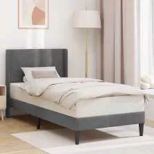   vidaXL Ágykeret fejtámlával Sötétszürke 100 x 200 cm Bársony