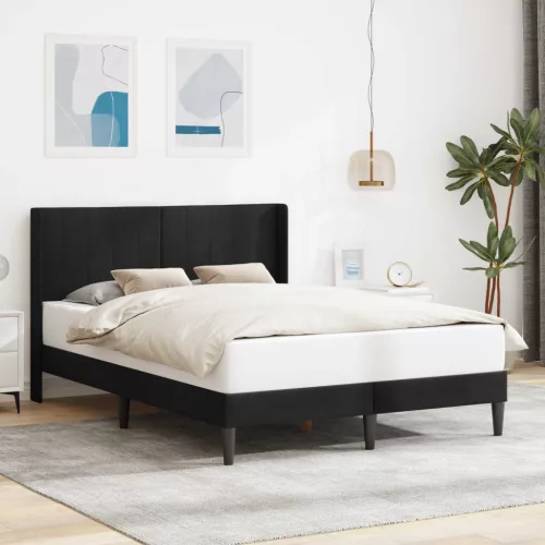 vidaXL Ágykeret fejtámlával Fekete 160 x 200 cm Bársony