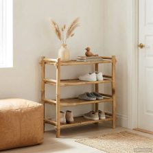 vidaXL Cipőtartó polcokkal Természetes 4-szintes Bambusz