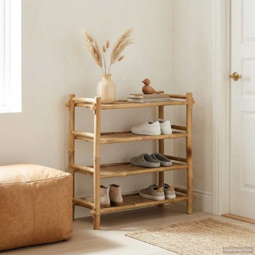 vidaXL Cipőtartó polcokkal Természetes 4-szintes Bambusz