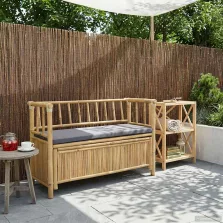   vidaXL Kerti Tároló Pad Természetes 110 x 47 x 80 cm Bambusz