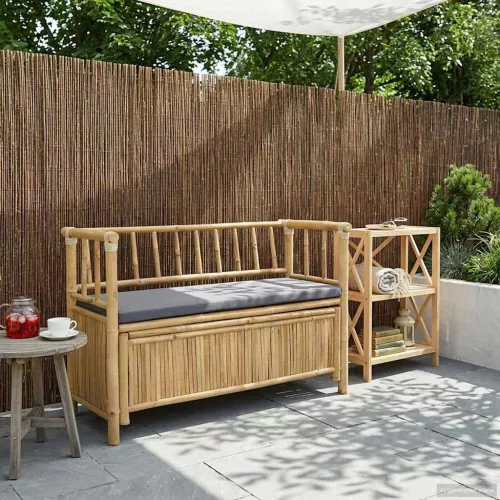 vidaXL Kerti Tároló Pad Természetes 110 x 47 x 80 cm Bambusz