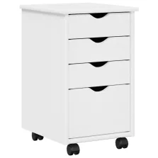   vidaXL Görgős szekrény kerékkel Fehér 34 x 39 x 56 cm Tömör fenyőfa