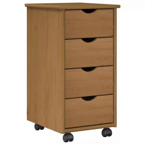 vidaXL Görgős szekrény Méz barna 34 x 39 x 65,5 cm Tömör fenyőfa