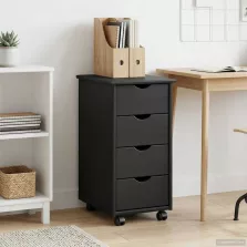   vidaXL Görgős szekrény kerékkel Szürke 34 x 39 x 65,5 cm Tömör fenyőfa