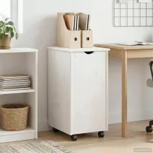   vidaXL Görgős szekrény kerékkel Fehér 34 x 39 x 65,5 cm Tömör fenyőfa