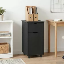   vidaXL Görgős szekrény kerékkel Szürke 34 x 39 x 65,5 cm Tömör fenyőfa