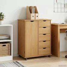   vidaXL Görgős szekrény Méz barna 63,5 x 39 x 79 cm Tömör fenyőfa