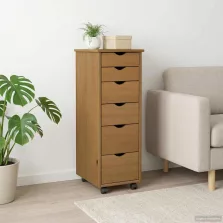   vidaXL Görgős szekrény Méz barna 34 x 39 x 93,5 cm Tömör fenyőfa