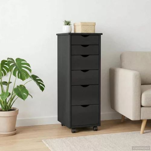 vidaXL Görgős szekrény kerékkel Szürke 34 x 39 x 93,5 cm Tömör fenyőfa