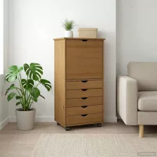   vidaXL Görgős szekrény Méz barna 53 x 39 x 103 cm Tömör fenyőfa