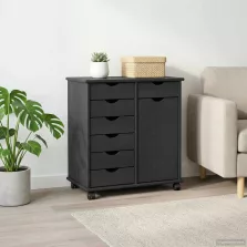   vidaXL Görgős szekrény Szürke 63,5 x 39 x 65,5 cm Tömör fenyőfa