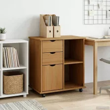   vidaXL Görgős szekrény Méz barna 63,5 x 39 x 65,5 cm Tömör fenyőfa
