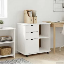   vidaXL Görgős szekrény Fehér 63,5 x 39 x 65,5 cm Tömör fenyőfa