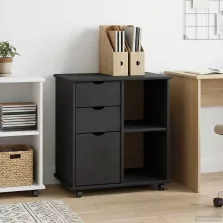   vidaXL Görgős szekrény Szürke 63,5 x 39 x 65,5 cm Tömör fenyőfa