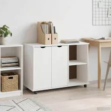   vidaXL Görgős szekrény kerékkel Fehér 100 x 39 x 65,5 cm Tömör fenyőfa